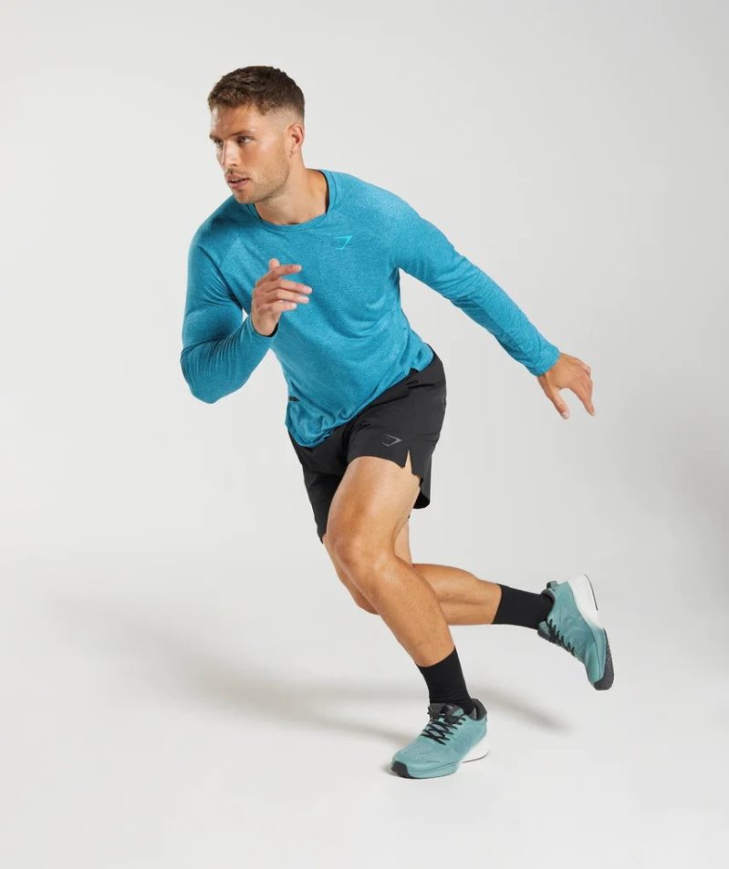 Men's Gymshark Apex Long Sleeve T-Shirts Turquoise | CA A51380